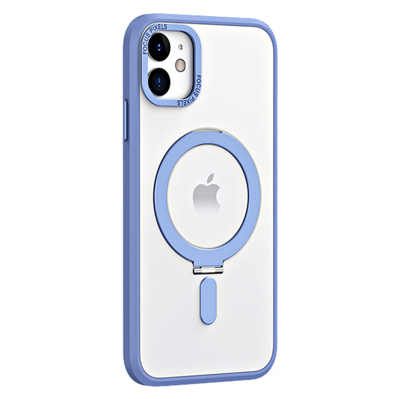 For iPhone 11 6.1 inch Skin-touch Phone Case Compatible with MagSafe Shock-absorbing Electroplating Camera Frame Design PC TPU Kickstand Cover For iPhone 11 6.1 inch Skin-touch Phone Case Compatible with MagSafe Shock-absorbing Electroplating Camera Frame Design PC TPU Kickstand Cover